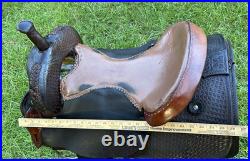 DECOR Western Saddle 16 Seat Leather Horse Cutting Penning CRACKED TREE As Is