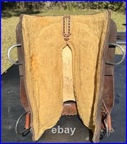 DECOR Western Saddle 16 Seat Leather Horse Cutting Penning CRACKED TREE As Is