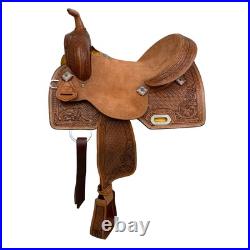 Daisy Drifter Barrel Style Saddle Roughout Floral Tooling Full QH Bars 16 NEW