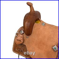 Daisy Drifter Barrel Style Saddle Roughout Floral Tooling Full QH Bars 16 NEW
