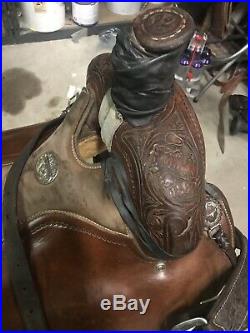 Dale Martin Working Cowhorse 17 Saddle With Acorn Oak Tooling