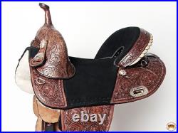 Dark Brown 14 In HILASON Western Horse Treeless Trail Barrel American Leather