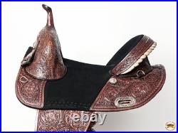 Dark Brown 14 In HILASON Western Horse Treeless Trail Barrel American Leather