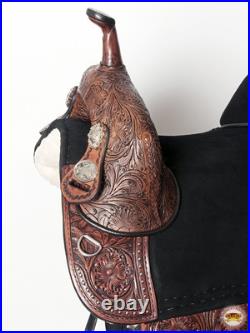 Dark Brown 14 In HILASON Western Horse Treeless Trail Barrel American Leather