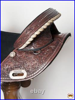 Dark Brown 14 In HILASON Western Horse Treeless Trail Barrel American Leather
