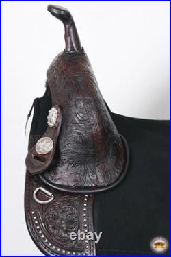 Dark Brown 15 In HILASON Western Treeless Trail Barrel Racing American Leather