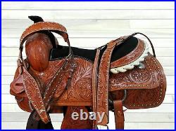 Deep Seat Ranch Saddle Western Horse Pleasure Tooled Leather Tack 15 16 17 18