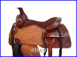 Deep Seat Roping Ranch Saddle Western Horse Pleasure Tooled Leather 15 16 17 18