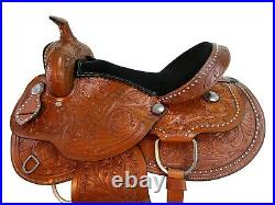 Deep Seat Western Saddle 15 16 17 18 Barrel Racing Horse Pleasure Tooled Leather