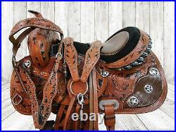 Deep Seat Western Saddle Barrel Racing Horse Pleasure Leather Tack Set 15 16 17