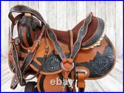 Deep Seat Western Saddle Barrel Racing Horse Pleasure Trail Tack Set 15 16 17 18