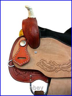 Deep Seat Western Saddle Barrel Racing Pleasure Horse Leather Tack Set 15 16 17