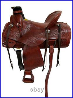 Deep Seat Western Saddle Ranch Roping Horse Trail Wade Tooled 15 16 17 Package