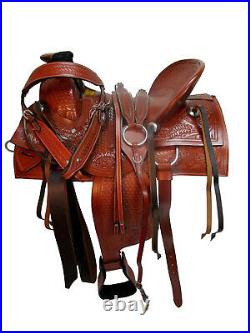 Deep Seat Western Saddle Saddle Roping Horse Ranch Tack Set 16 17 Tooled Leather