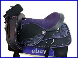 Deep Seat Western Synthetic Saddle Black Pleasure Horse Trail Tack Set 17 16 15