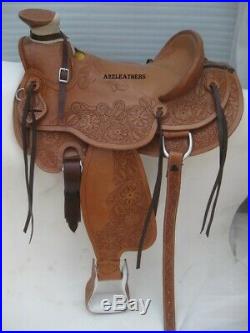 Designer Brown Wade Western Leather Ranch Roping saddle, available in 4 sizes
