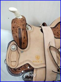 Designer Western Leather Saddle Barrel Horse Saddle Tack Set All Size Free Ship