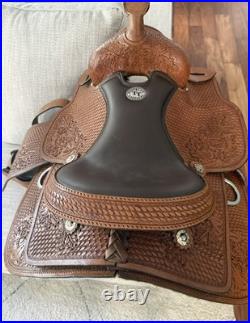 Double T Alpine Crest Roper Saddle 13 Western Horse Full QH Bars Tooled Leather