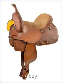 Economy Barrel Style Saddle Set with Basket Stamp Tooling Full QH Bars 15 NEW
