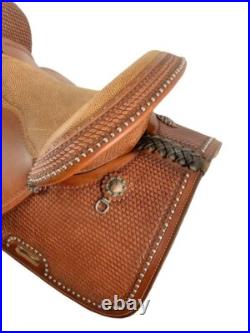 Economy Barrel Style Saddle Set with Basket Stamp Tooling Full QH Bars 15 NEW