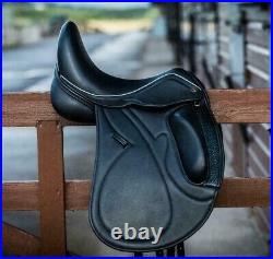 English Close Contact Leather Saddle with ECO Leather and Tooling Designed