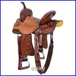 Exotic Midnight Gator Barrel Style Saddle Floral Tooling Full QH Bar 14 15 NEW