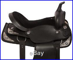 Fancy Synthetic Black Western Pleasure Trail Horse Saddle Tack 15 16 17