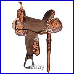 Flex Tree Western Horse Saddle In American Leather Barrel Trail Hilason