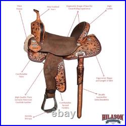 Flex Tree Western Horse Saddle In American Leather Barrel Trail Hilason