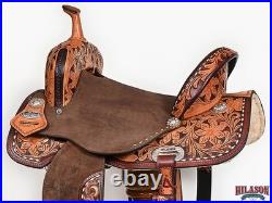 Flex Tree Western Horse Saddle In American Leather Barrel Trail Hilason