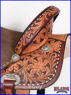 Flex Tree Western Horse Saddle In American Leather Barrel Trail Hilason