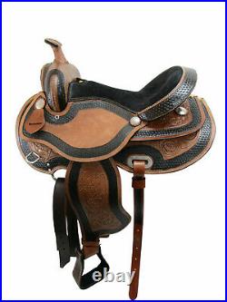Floral Basketweave Leather Western Horse Saddle Harness Reins Tack Carved Tooled
