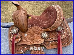 Floral Tooled 8 Miniature Western Horse Saddle Black & Brown With Free Shipping