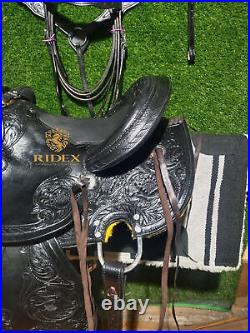 Fork Wade Tree Leather Western Horse Tack Saddle Bucking Role Saddle with Set