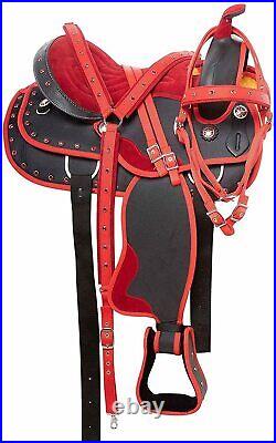 Free ShippingTrail Western Leather Horse Saddle Barrel Racing Tack Set 15 Inches