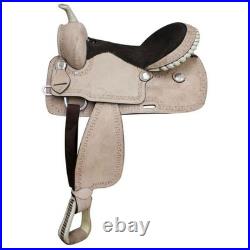 Full Roughout Leather Economy Western Saddle Tooled Borders Full QH Bars 16 NEW