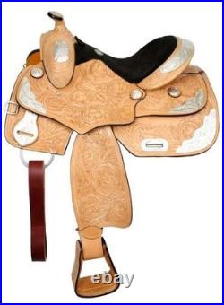 Fully tooled Double T youth show horse saddle Size 14