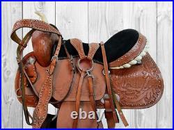 Gaited Horse Western Saddle Floral Tooled Leather Trail Used Tack 15 16 17