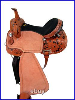 Gaited Horse Western Saddle Pleasure Trail Black Tooled Used Leather 15 16 17