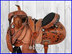 Gaited Horse Western Saddle Pleasure Trail Black Tooled Used Leather 15 16 17