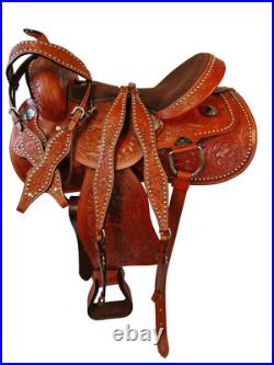 Gaited Horse Western Saddle Pleasure Trail Floral Tooled Leather Set 15 16 17 18