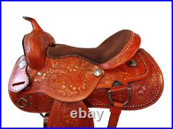 Gaited Horse Western Saddle Pleasure Trail Floral Tooled Leather Set 15 16 17 18