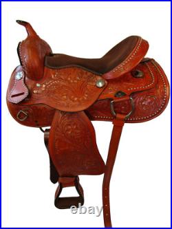 Gaited Horse Western Saddle Pleasure Trail Floral Tooled Leather Set 15 16 17 18