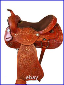 Gaited Horse Western Saddle Pleasure Trail Floral Tooled Leather Set 15 16 17 18