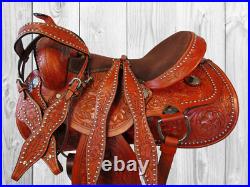 Gaited Horse Western Saddle Pleasure Trail Floral Tooled Leather Set 15 16 17 18