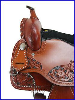 Gaited Horse Western Saddle Pleasure Trail Floral Tooled Leather Tack 17 16 15