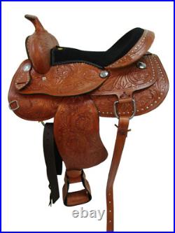 Gaited Horse Western Saddle Trail Pleasure Floral Tooled Leather Set 15 16 17 18