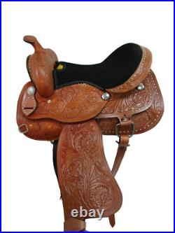 Gaited Horse Western Saddle Trail Pleasure Floral Tooled Leather Set 15 16 17 18
