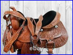 Gaited Horse Western Saddle Trail Pleasure Floral Tooled Leather Set 15 16 17 18