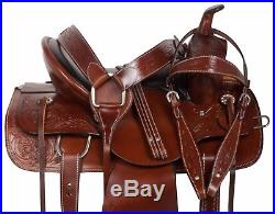 Gaited Tooled Western Pleasure Trail Horse Leather Saddle Tack Set 15